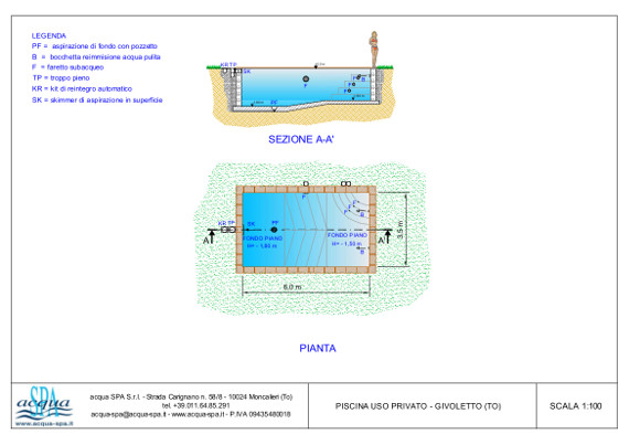 piscina interrata isoblok, con scala, faro subacqueo realizzata da Acqua SPA